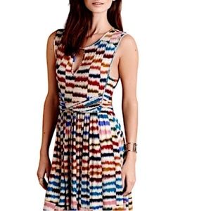 Maeve Anthropologie ‘Sennebec’ Rainbow Multicolor Twist Front Dress Large L